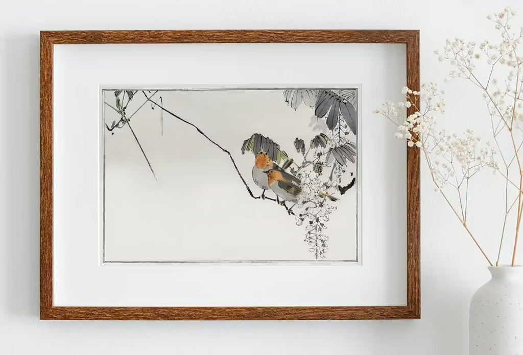 Sparrows Perched On a Branch Vintage Japanese Painting. Japanese Wall Art Printable Poster. 19th Century Japanese Vintage Wall Art, Bird Art – Printable Wall Art