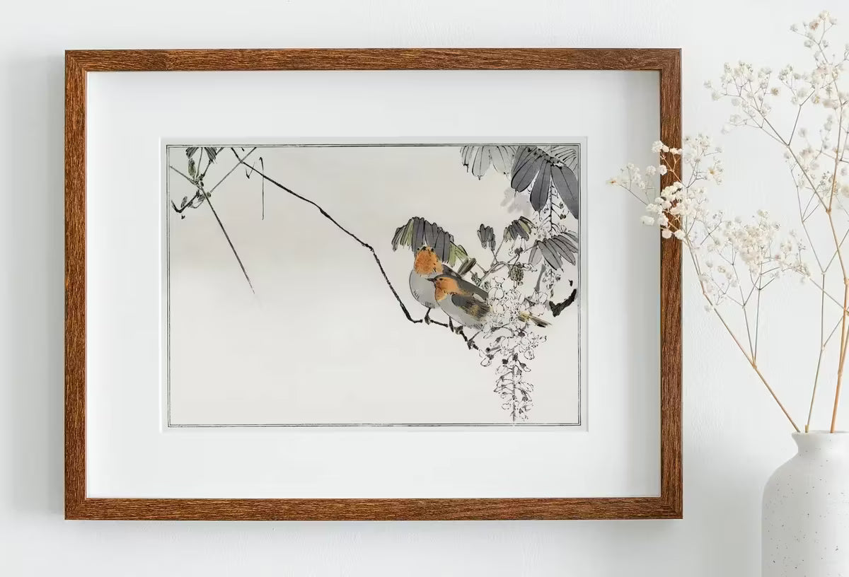 Sparrows Perched On a Branch Vintage Japanese Painting. Japanese Wall Art Printable Poster. 19th Century Japanese Vintage Wall Art, Bird Art – Printable Wall Art