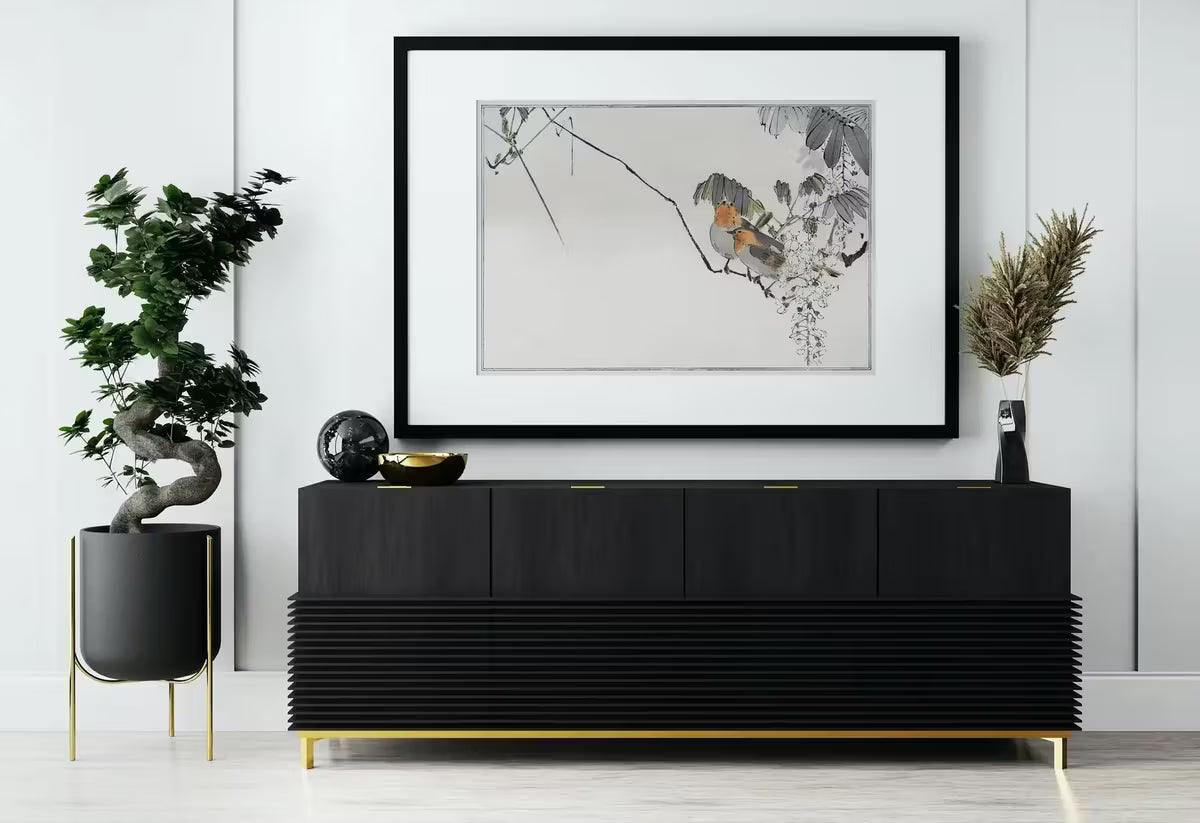 Sparrows Perched On a Branch Vintage Japanese Painting. Japanese Wall Art Printable Poster. 19th Century Japanese Vintage Wall Art, Bird Art – Printable Wall Art