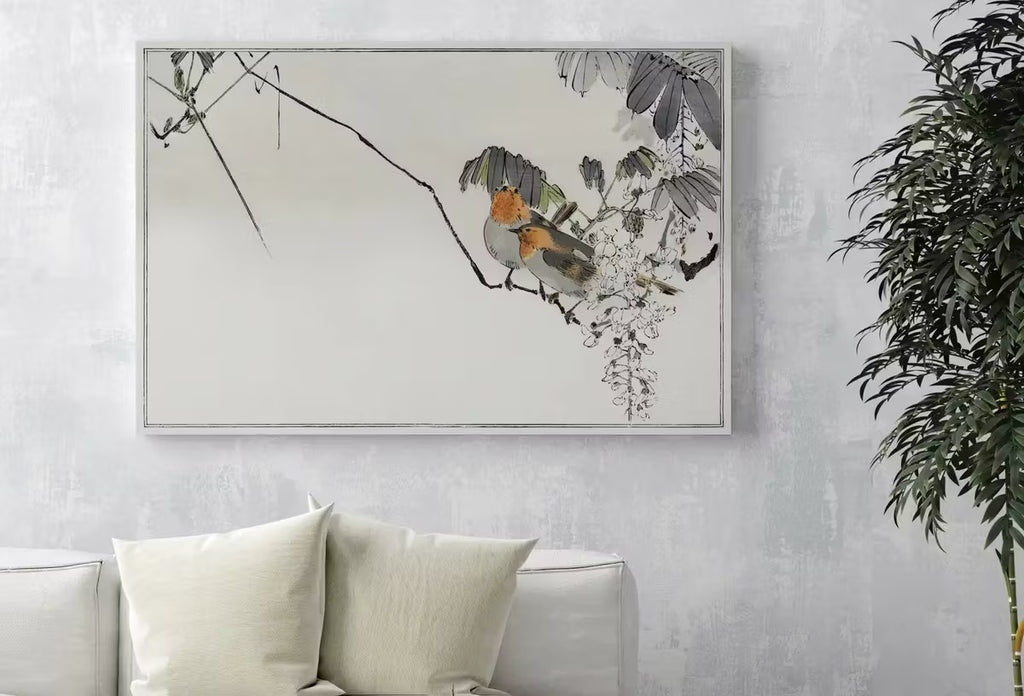 Sparrows Perched On a Branch Vintage Japanese Painting. Japanese Wall Art Printable Poster. 19th Century Japanese Vintage Wall Art, Bird Art – Printable Wall Art