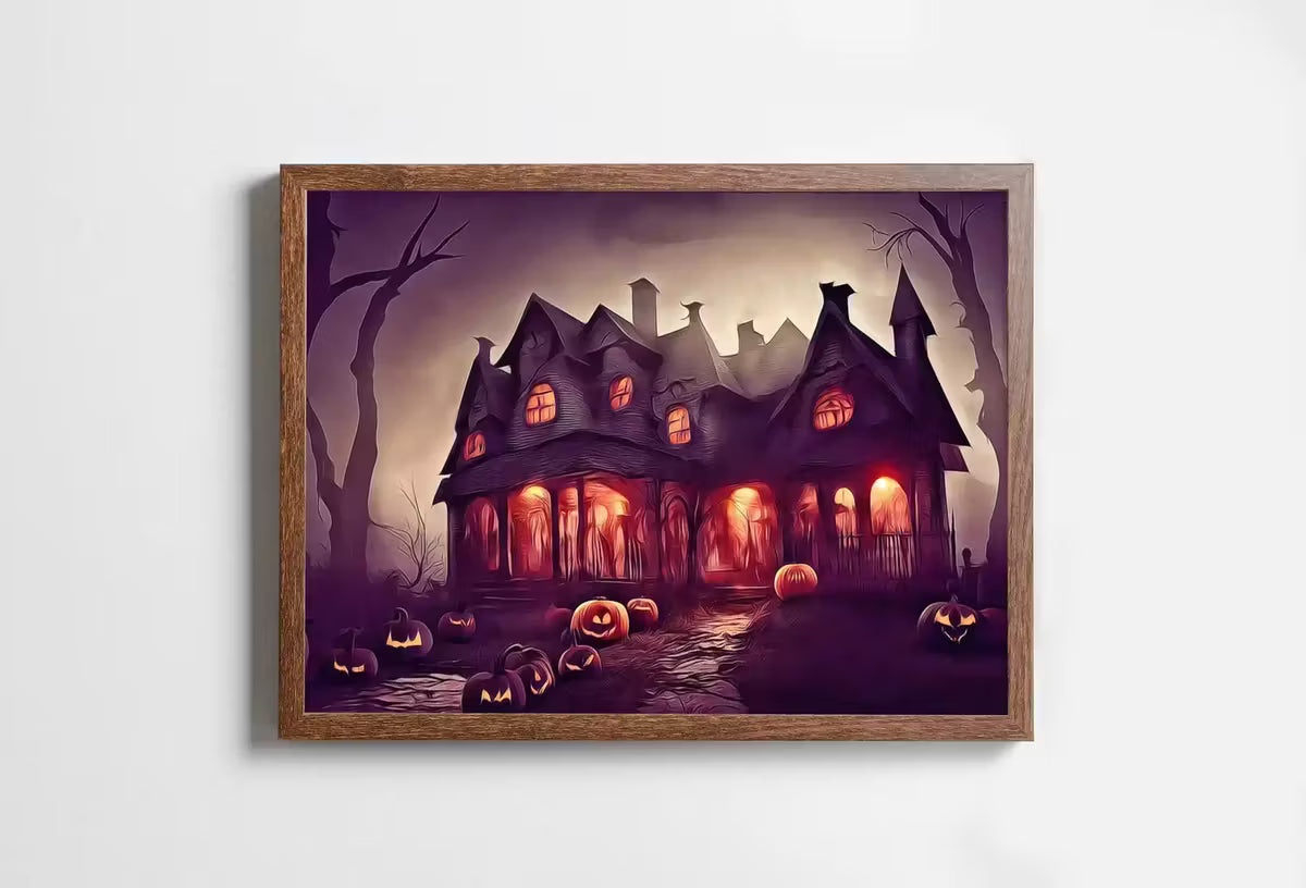Spooky Haunted House Halloween Print. Halloween Printable Wall Art. Scary Halloween Painting. Instant Download Art Print. Fall Decor – Printable Wall Art