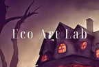 Detail view of artwork from Spooky Haunted House Halloween Print. Halloween Printable Wall Art. Scary Halloween Painting. Instant Download Art Print. Fall Decor. (variation 1)