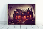 Spooky Haunted House Halloween Print. Halloween Printable Wall Art. Scary Halloween Painting. Instant Download Art Print. Fall Decor – Printable Wall Art