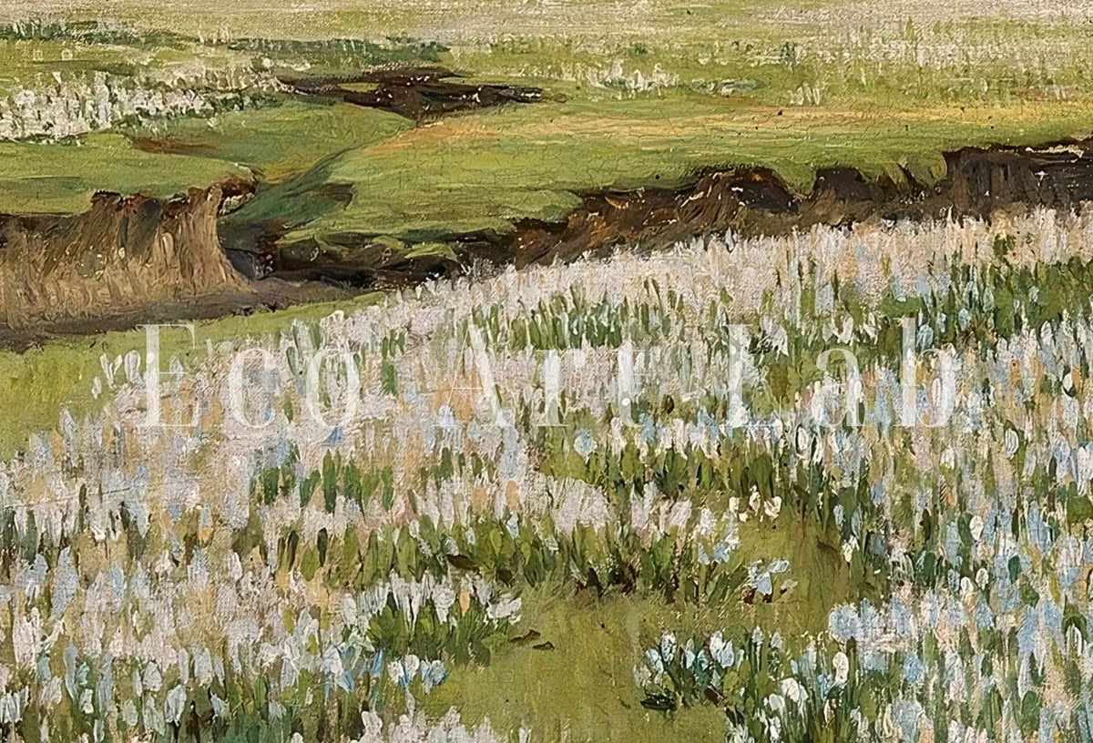 Spring Meadow Landscape Painting. Vintage Landscape Print. Farmhouse Decor. Country Field Printable. Antique Rustic Field Print. – Printable Wall Art