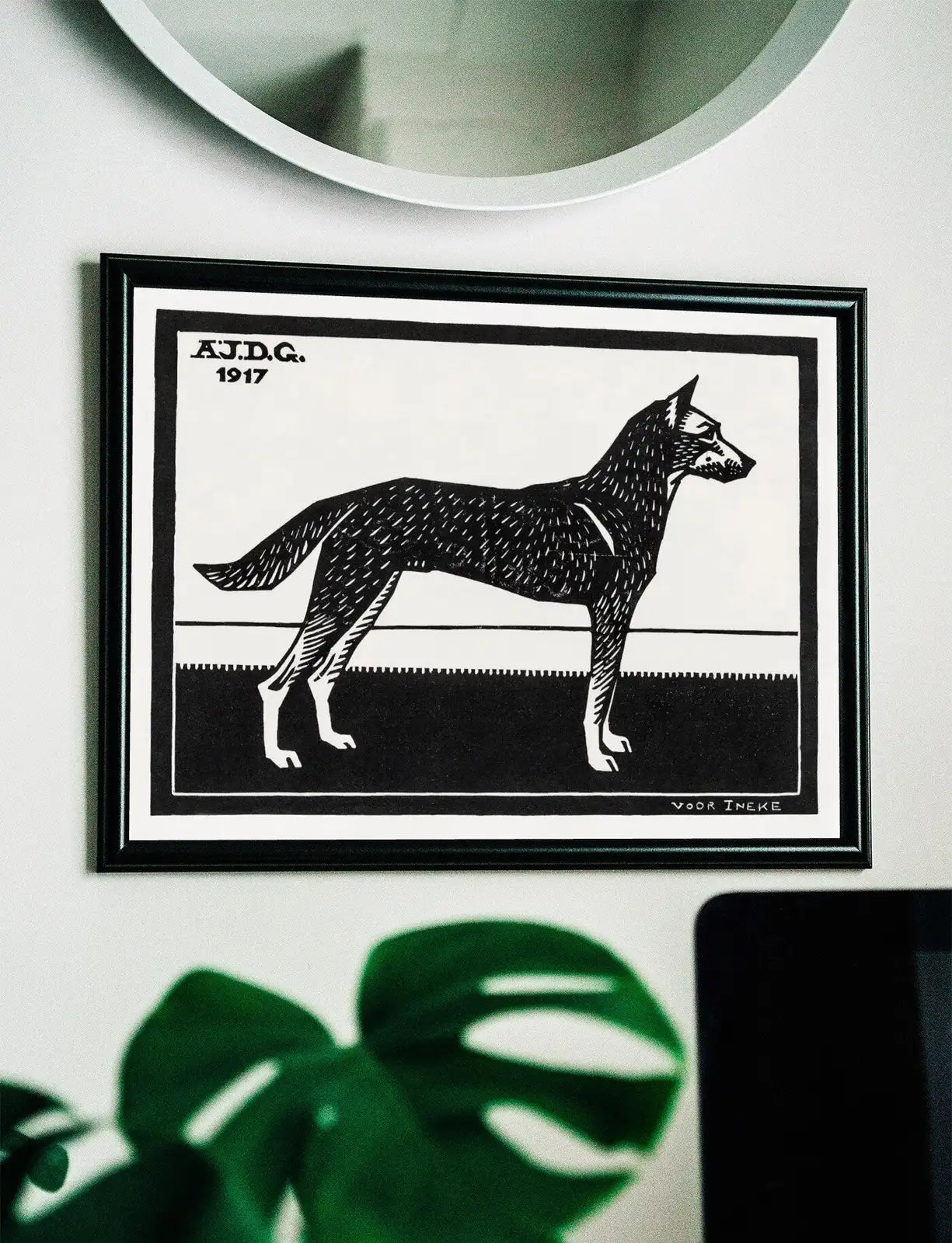 Second included artwork preview from Standing Dog Painting Vintage Art Nouveau Print Wall Art. Instant Download Dog Poster Julie De Graag Printable Wall Art. Art Nouveau Poster featuring various scenes.