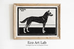 Framed view of Standing Dog Painting Vintage Art Nouveau Print Wall Art. Instant Download Dog Poster Julie De Graag Printable Wall Art. Art Nouveau Poster – printable wall art digital download.