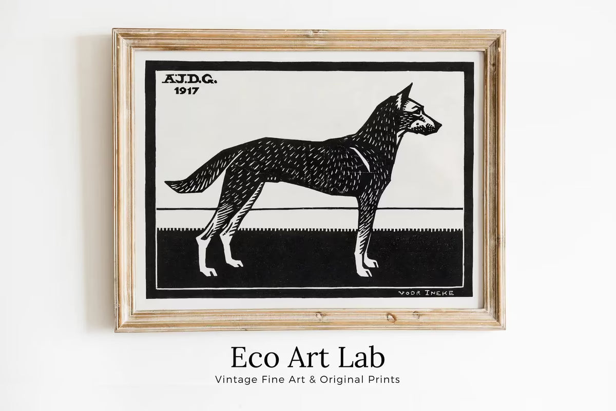 Standing Dog Painting Vintage Art Nouveau Print Wall Art. Instant Download Dog Poster Julie De Graag Printable Wall Art. Art Nouveau Poster – Printable Wall Art