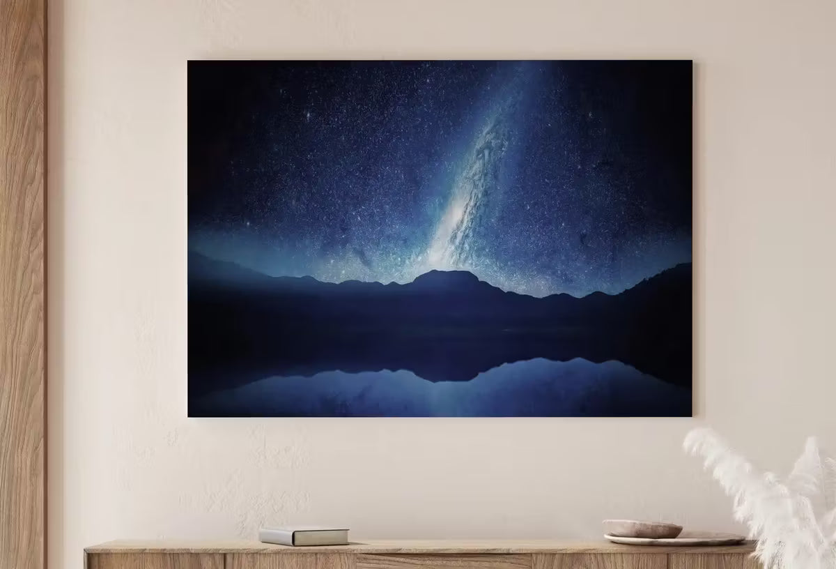 Stars at Night over Mountains Landscape Printable Wall Art. Instant Download Night Sky Print Milky Way Celestial Decor. Blue Mountains Art – Printable Wall Art