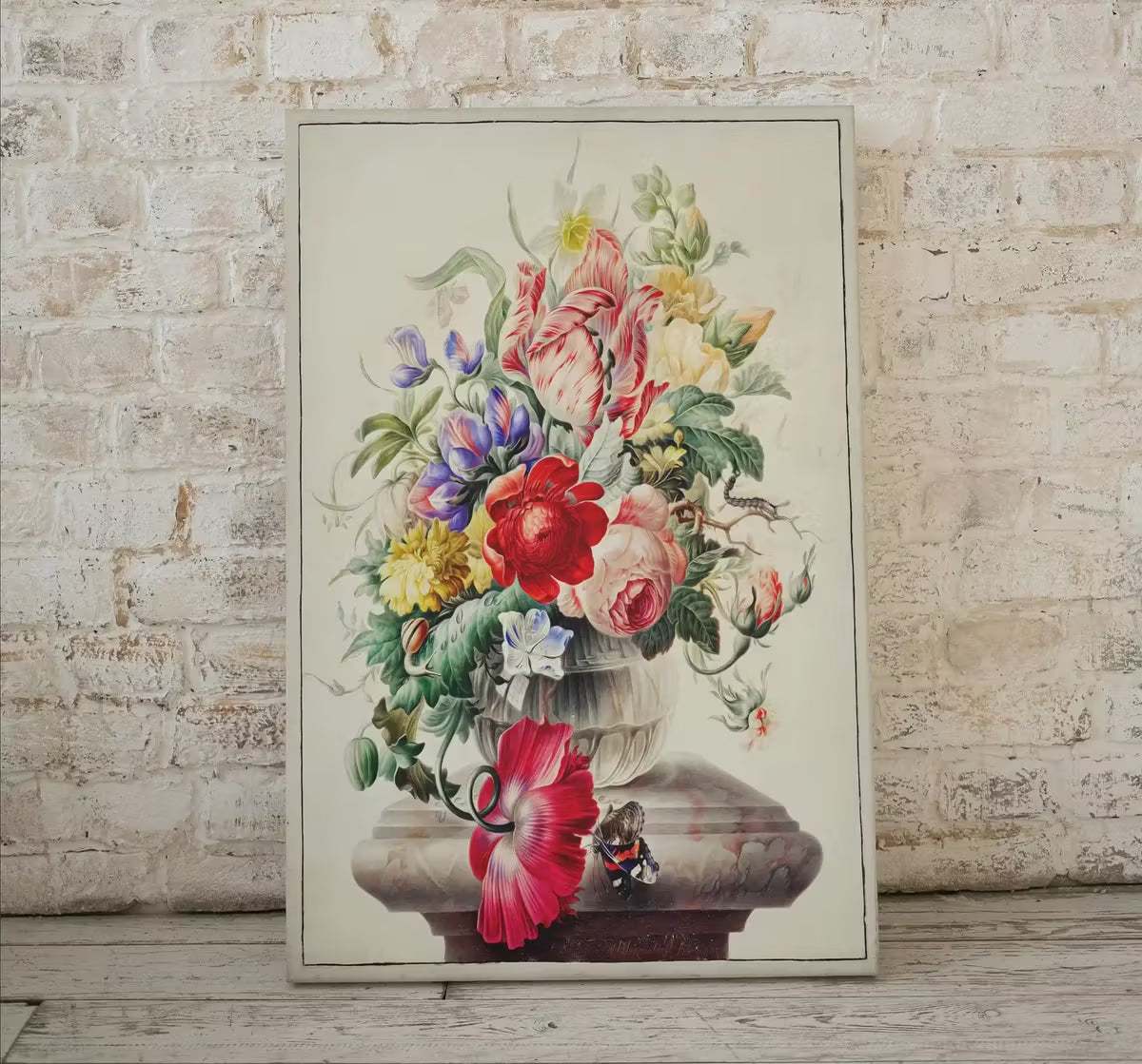 Still Life Botanical Painting Printable Wall Art. Flower in Glass Vase Still Art Vintage Print, Antique Retro Colorful Art. Instant Download – Printable Wall Art