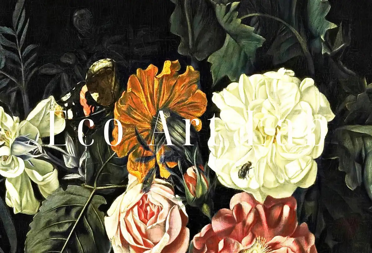 Detail view of artwork from Still Life Botanical Painting Printable Wall Art. Flowers Still Art Vintage Print, Antique Retro Colorful Art. Instant Download. Floral Art. (variation 2)