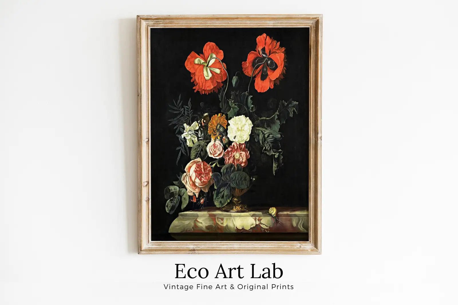 Framed view of Still Life Botanical Painting Printable Wall Art. Flowers Still Art Vintage Print, Antique Retro Colorful Art. Instant Download. Floral Art – printable wall art digital download.