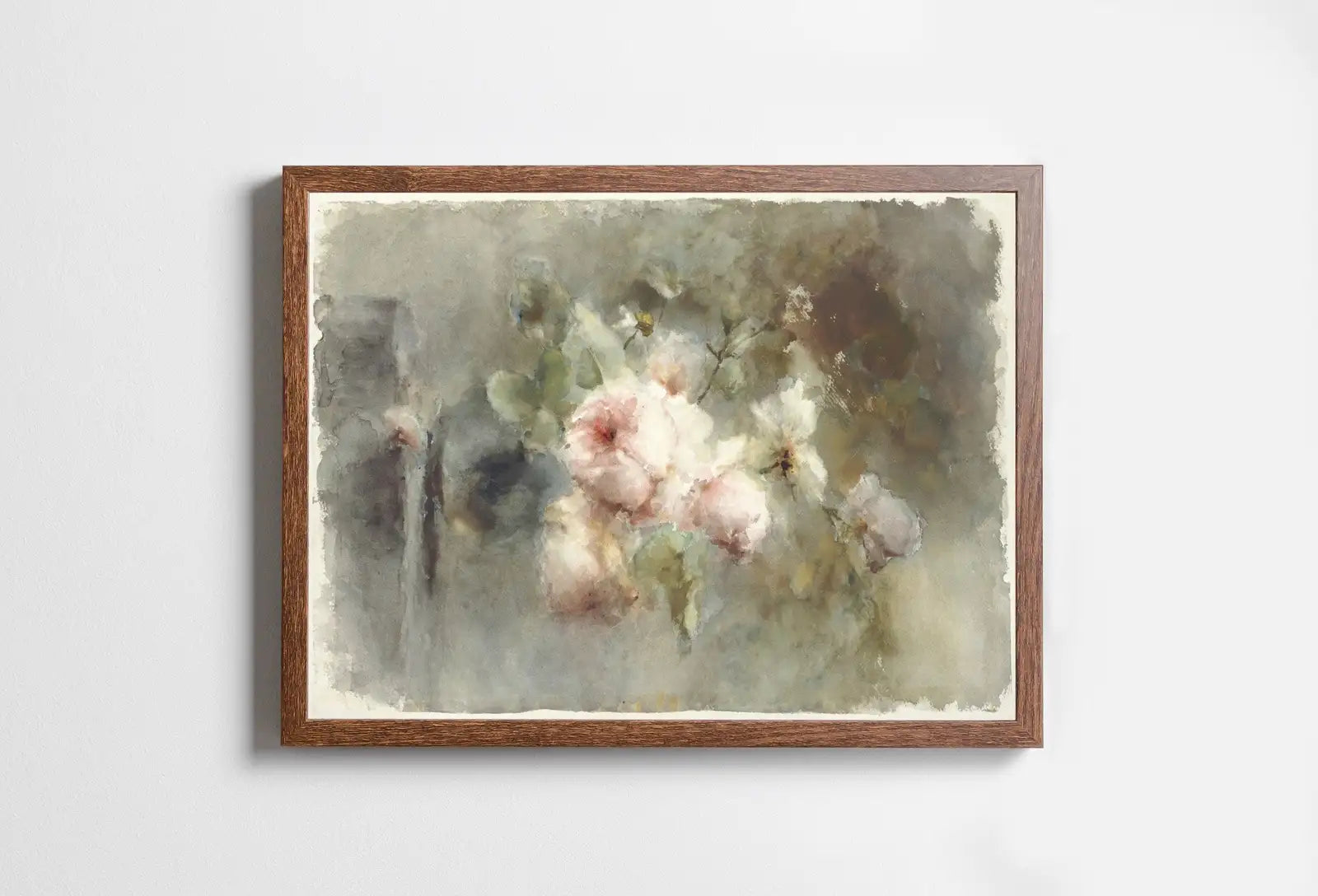 Included artwork preview showing first selection of artworks from Still Life Vintage Rose Painting. Neutral Colors Romantic Vintage Decor. Antique Watercolor Painting Vintage Flower Art Print. Printable.