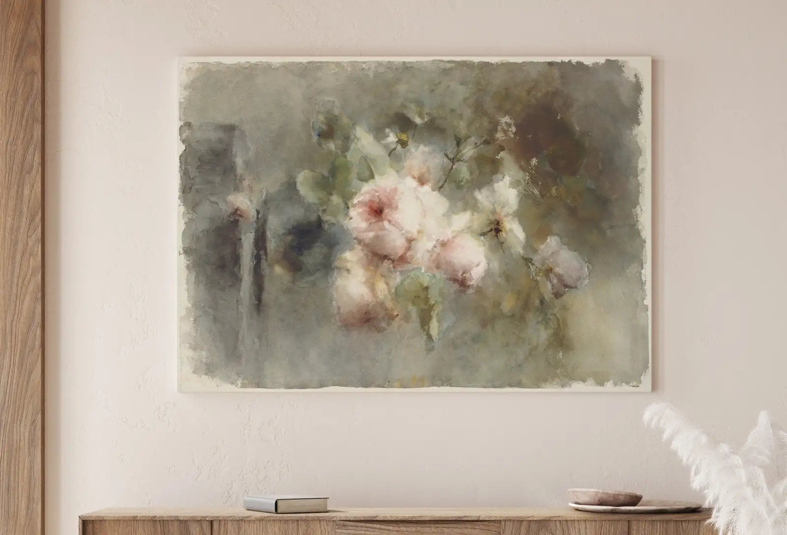 Second included artwork preview from Still Life Vintage Rose Painting. Neutral Colors Romantic Vintage Decor. Antique Watercolor Painting Vintage Flower Art Print. Printable featuring various scenes.