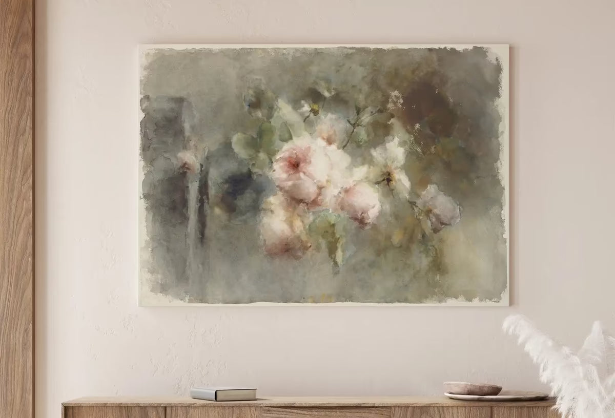 Still Life Vintage Rose Painting. Neutral Colors Romantic Vintage Decor. Antique Watercolor Painting Vintage Flower Art Print. Printable – Printable Wall Art