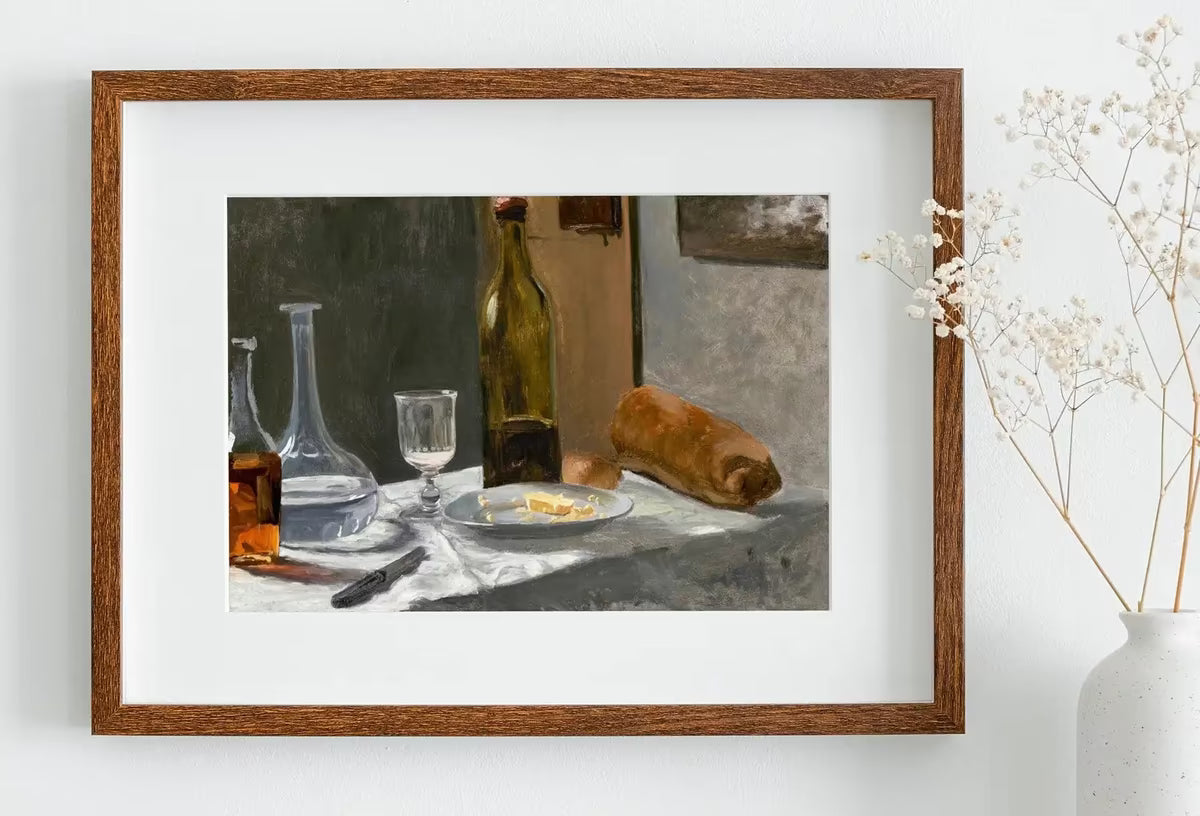 Still Life w/ Bottle Carafe Bread and Wine Famous Painting. Instant Download Vintage Decor. Monet Art Print Vintage Painting. Printable Art – Printable Wall Art