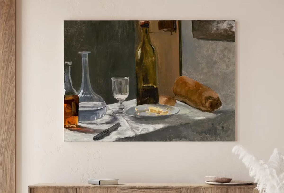 Still Life w/ Bottle Carafe Bread and Wine Famous Painting. Instant Download Vintage Decor. Monet Art Print Vintage Painting. Printable Art – Printable Wall Art