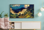 Detail view of artwork from Storm in the Mountains Landscape Painting, Frame TV Art, Digital Download, Digital Art for TV Colorful Wall Art, Artwork for The Frame TV. (variation 2)