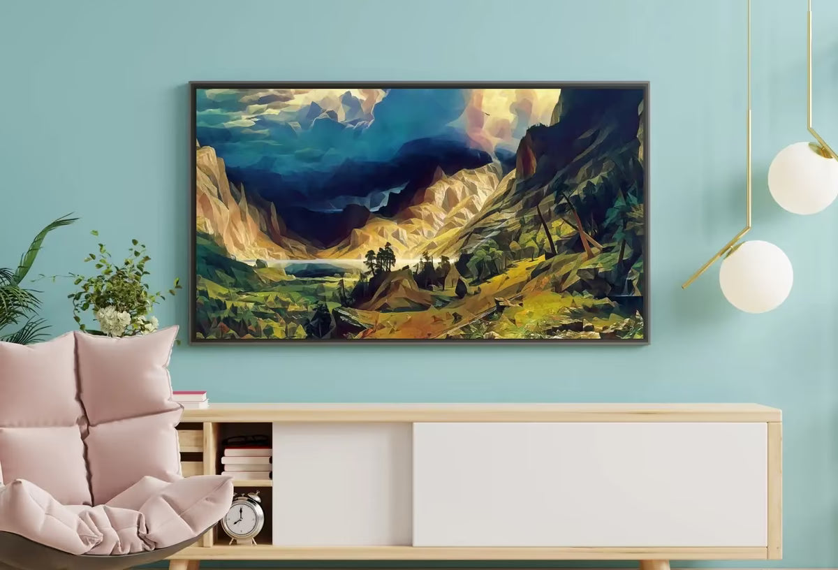 Storm in the Mountains Landscape Painting Frame TV