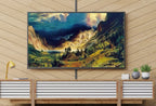 Detail view of artwork from Storm in the Mountains Landscape Painting, Frame TV Art, Digital Download, Digital Art for TV Colorful Wall Art, Artwork for The Frame TV. (variation 3)