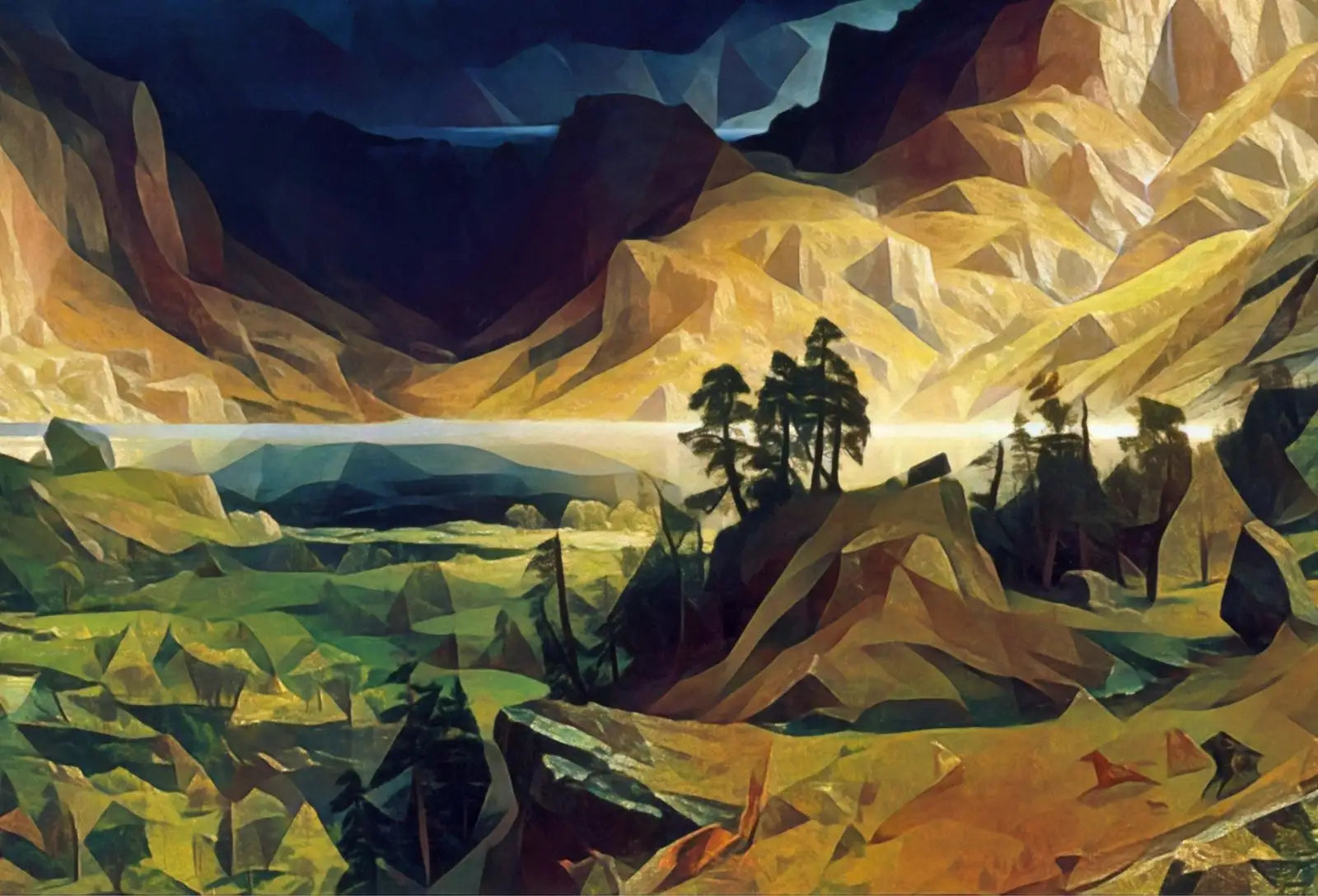 Detail view of artwork from Storm in the Mountains Landscape Painting, Frame TV Art, Digital Download, Digital Art for TV Colorful Wall Art, Artwork for The Frame TV. (variation 6)
