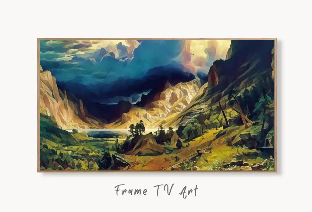 Storm in the Mountains Landscape Painting Frame TV