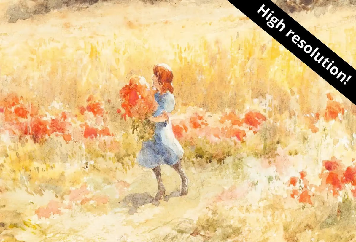 Summer Meadow Painting Vintage Landscape Print. Country Field Soft Colors Watercolor Painting Summer Landscape. Farmhouse Country Art Print – Printable Wall Art