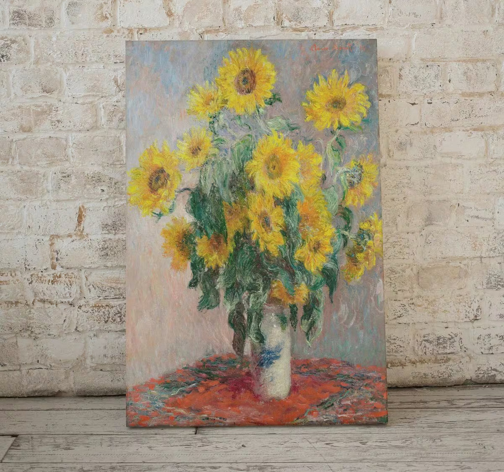 Sunflowers Painting Famous Claude Monet Art Print. Instant Download Floral Printable Monet Fine Art Bouquet of Sunflowers Vintage Painting – Printable Wall Art