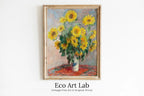 Framed view of Sunflowers Painting Famous Claude Monet Art Print. Instant Download Floral Printable Monet Fine Art Bouquet of Sunflowers Vintage Painting – printable wall art digital download.