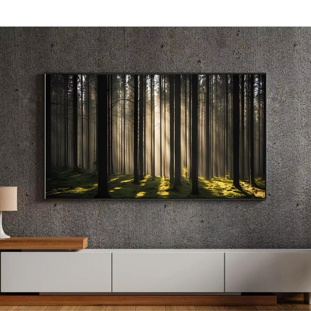 Sunlight Forest Art For Frame TV. Dense Green 4K Nature Scene. Outdoor Landscape Digital Artwork – Frame TV  Art