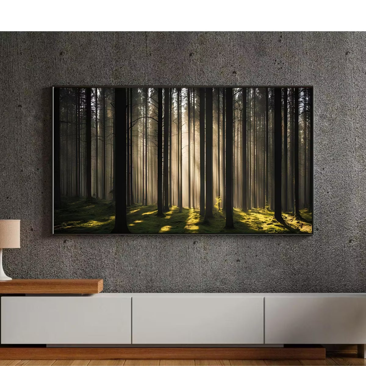 Sunlight Forest Art For Frame TV. Dense Green 4K Nature Scene. Outdoor Landscape Digital Artwork – Frame TV  Art