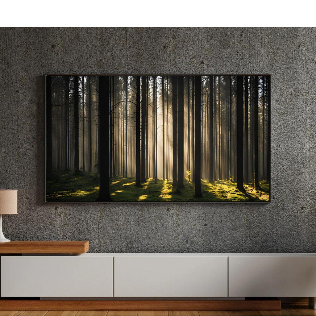 Sunlight Forest Art For Frame TV. Dense Green 4K Nature Scene. Outdoor Landscape Digital Artwork – Frame TV Digital Download Art – Digital Download