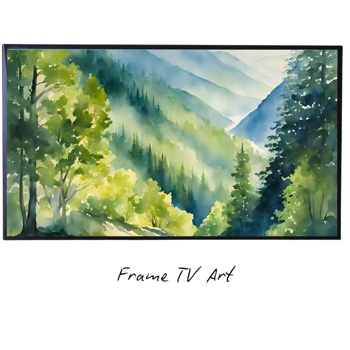 Sunlight In The Forest Art For Samsung Frame TV I Mountain Watercolor Landscape Decor I Nature Inspired Frame TV Artwork – Frame TV  Art
