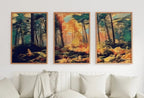 Sunlight Through Forest 3 Piece Wall Art. Abstract Landscape Painting Set of 3 Prints. Nature Print Digital Art. Instant Download – Printable Wall Art Set