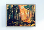 Detail view of artwork from Sunlight Through Forest Landscape Painting, Abstract Printable Wall Art, for Home or Office Decor, Nature Print Digital Art Instant Download. (variation 2)