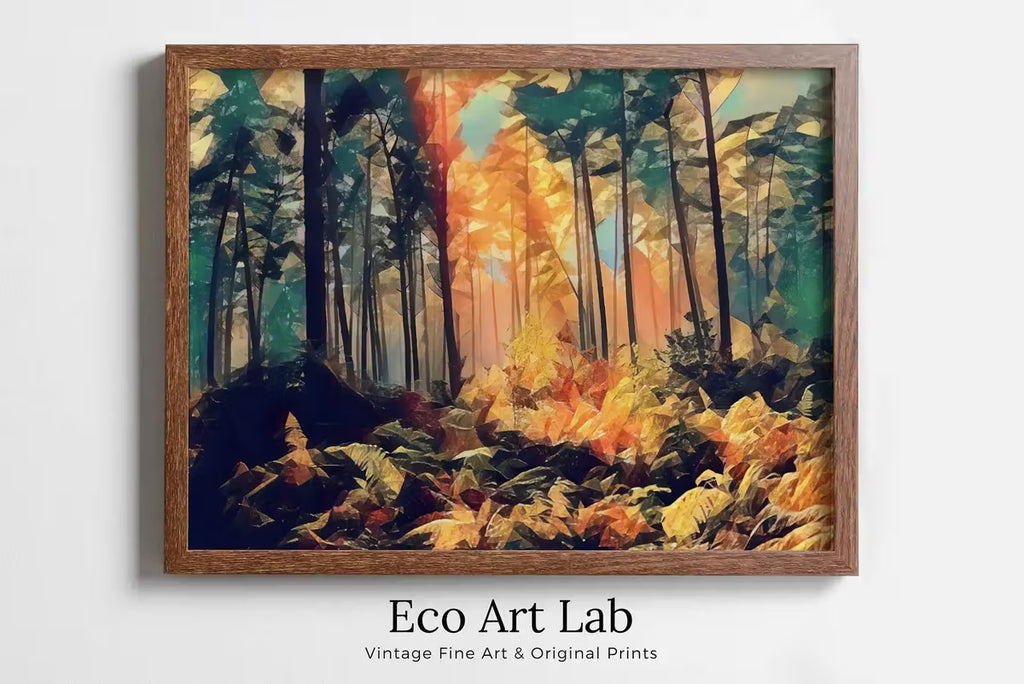 Sunlight Through Forest Landscape Painting, Abstract Printable Wall Art, for Home or Office Decor, Nature Print Digital Art Instant Download – Printable Wall Art