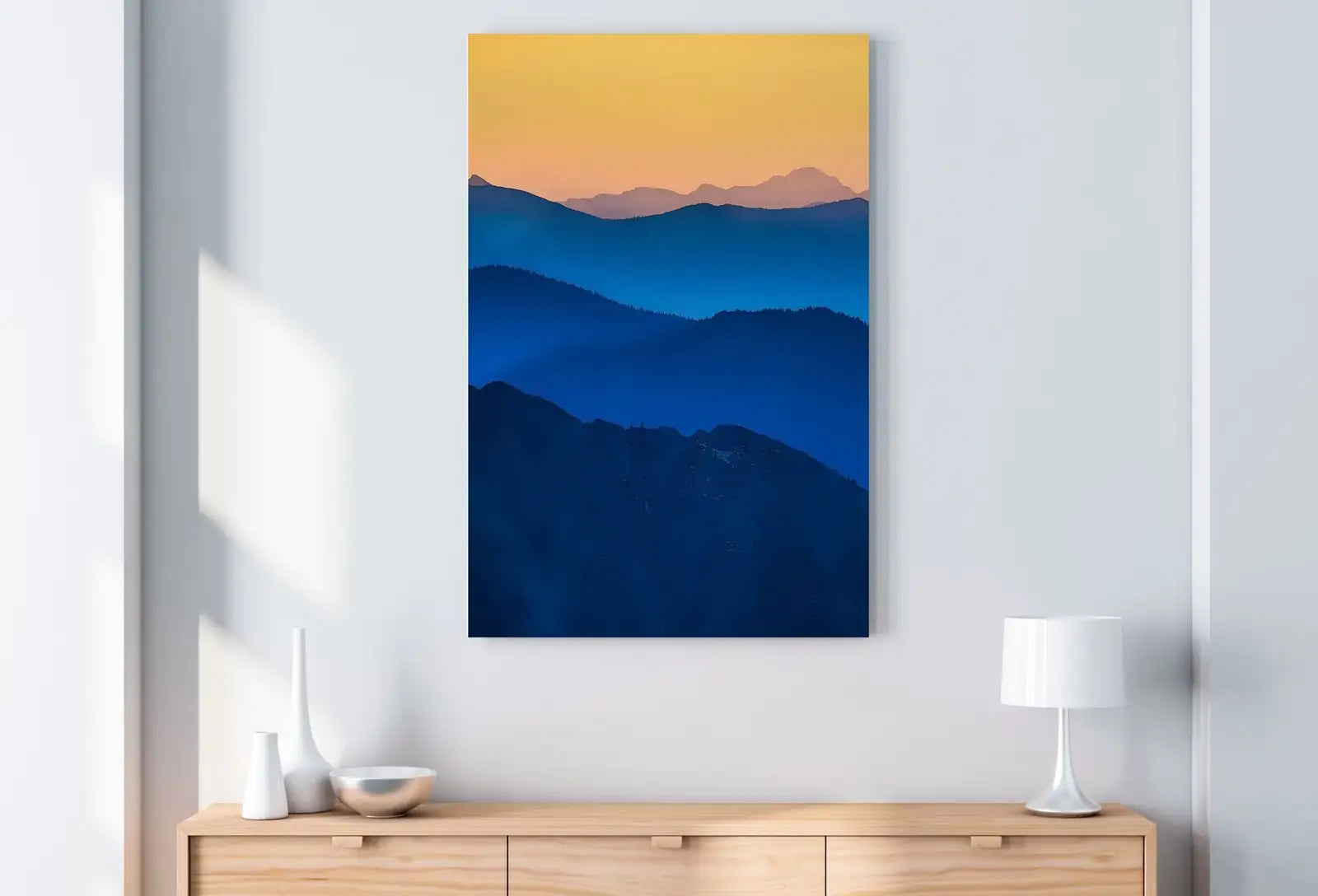 Detail view of artwork from Sunrise in the Mountains Vertical Abstract Wall Art Digital Print. Abstract Printable Wall Art Instant Download. Colorful Minimalist Decor. (variation 1)