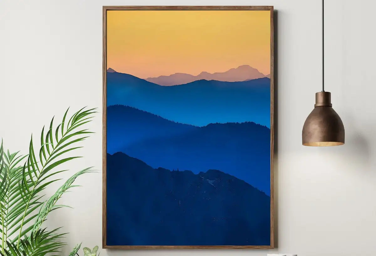 Detail view of artwork from Sunrise in the Mountains Vertical Abstract Wall Art Digital Print. Abstract Printable Wall Art Instant Download. Colorful Minimalist Decor. (variation 2)