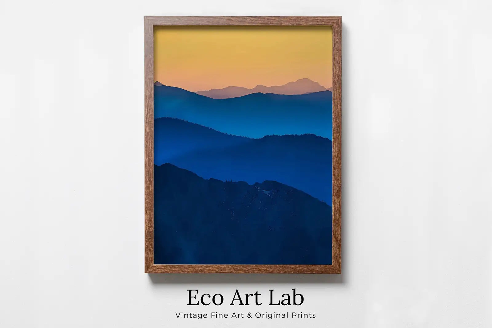 Framed view of Sunrise in the Mountains Vertical Abstract Wall Art Digital Print. Abstract Printable Wall Art Instant Download. Colorful Minimalist Decor – printable wall art digital download.