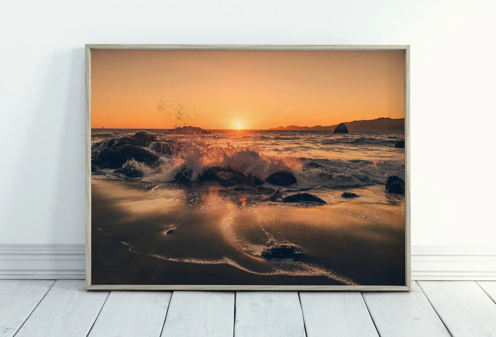 Framed view of Sunset on the Beach View Landscape Photography. Printable Wall Art, Home or Office Nautical Decor. Beach Print Digital Art. Instant Download – printable wall art digital download.