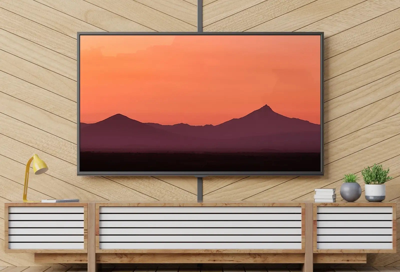 Detail view of artwork from Sunset Over Mountains Abstract Samsung Frame TV Art. Abstract Sunset Wall Art Samsung TV, Digital Download for Samsung Frame, Frame TV Art. (variation 1)