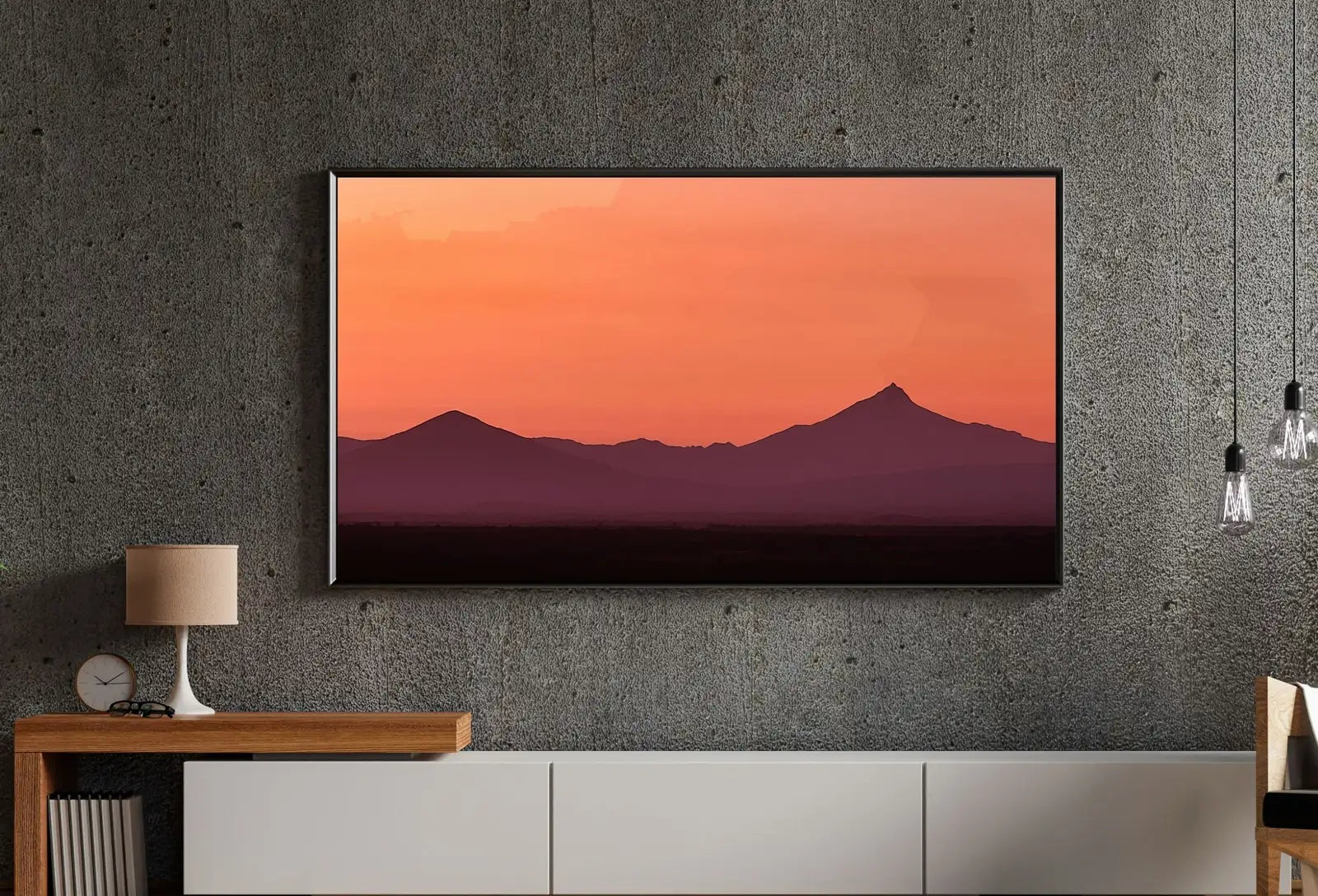 Detail view of artwork from Sunset Over Mountains Abstract Samsung Frame TV Art. Abstract Sunset Wall Art Samsung TV, Digital Download for Samsung Frame, Frame TV Art. (variation 2)