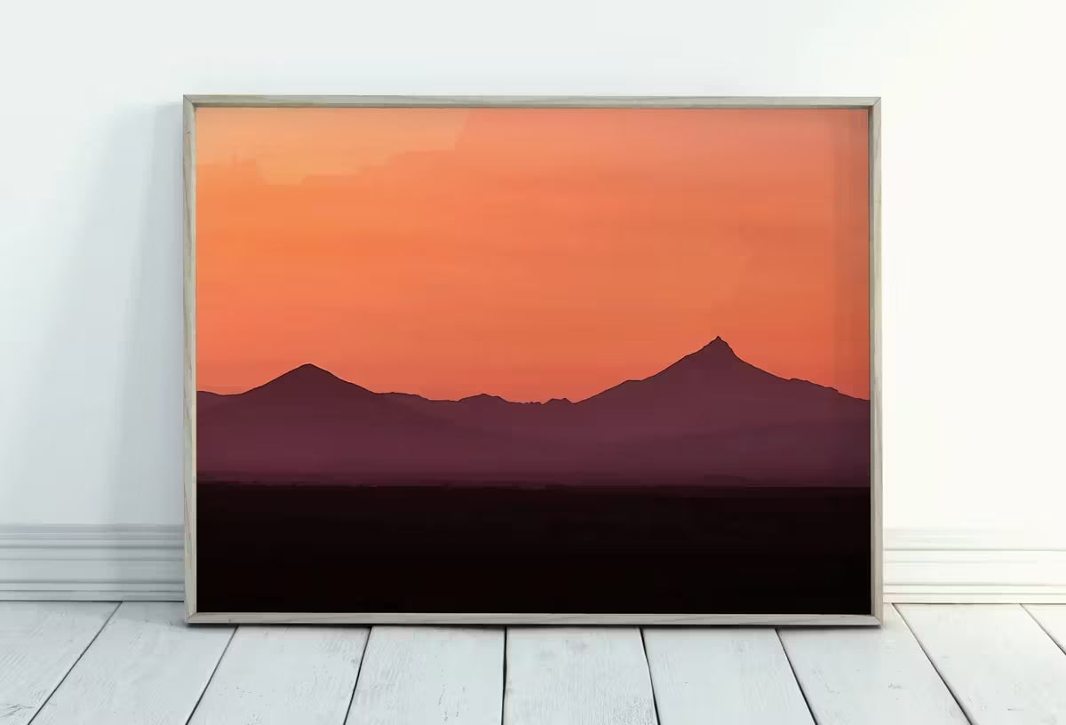Sunset Over Mountains Abstract Wall Art Digital Print. Abstract Print, Printable Wall Art Instant Download Colorful Decor. Minimalist Poster – Printable Wall Art Set