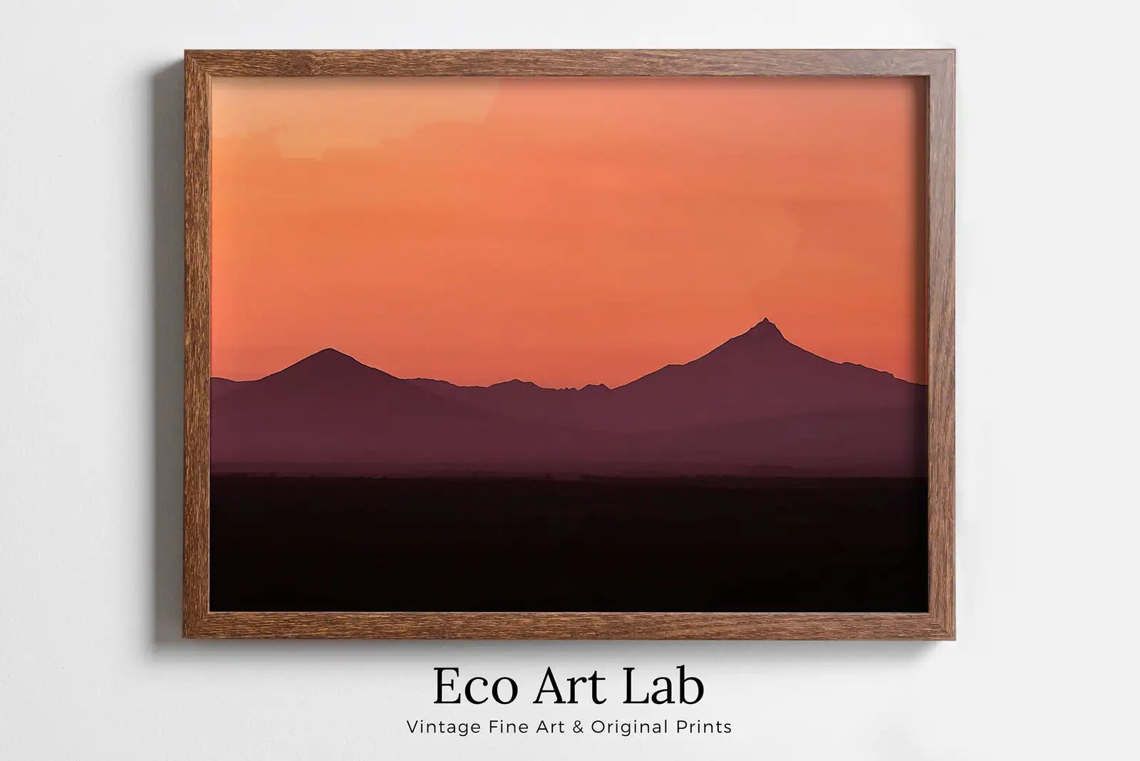 Framed view of Sunset Over Mountains Abstract Wall Art Digital Print. Abstract Print, Printable Wall Art Instant Download Colorful Decor. Minimalist Poster – printable wall art digital download.