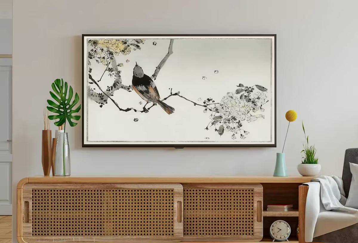 Swallow Bird on Branch Frame TV Art. Vintage Japanese Painting Samsung Art TV,  for Samsung Frame, Frame TV Art – Frame TV  Art