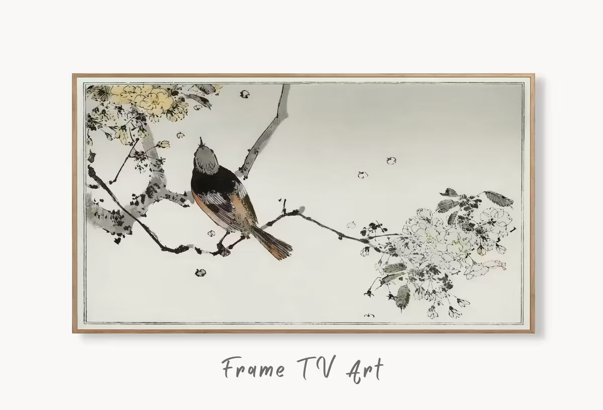 Swallow Bird on Branch Frame TV Art. Vintage Japanese Painting Samsung Art TV,  for Samsung Frame, Frame TV Art – Frame TV  Art