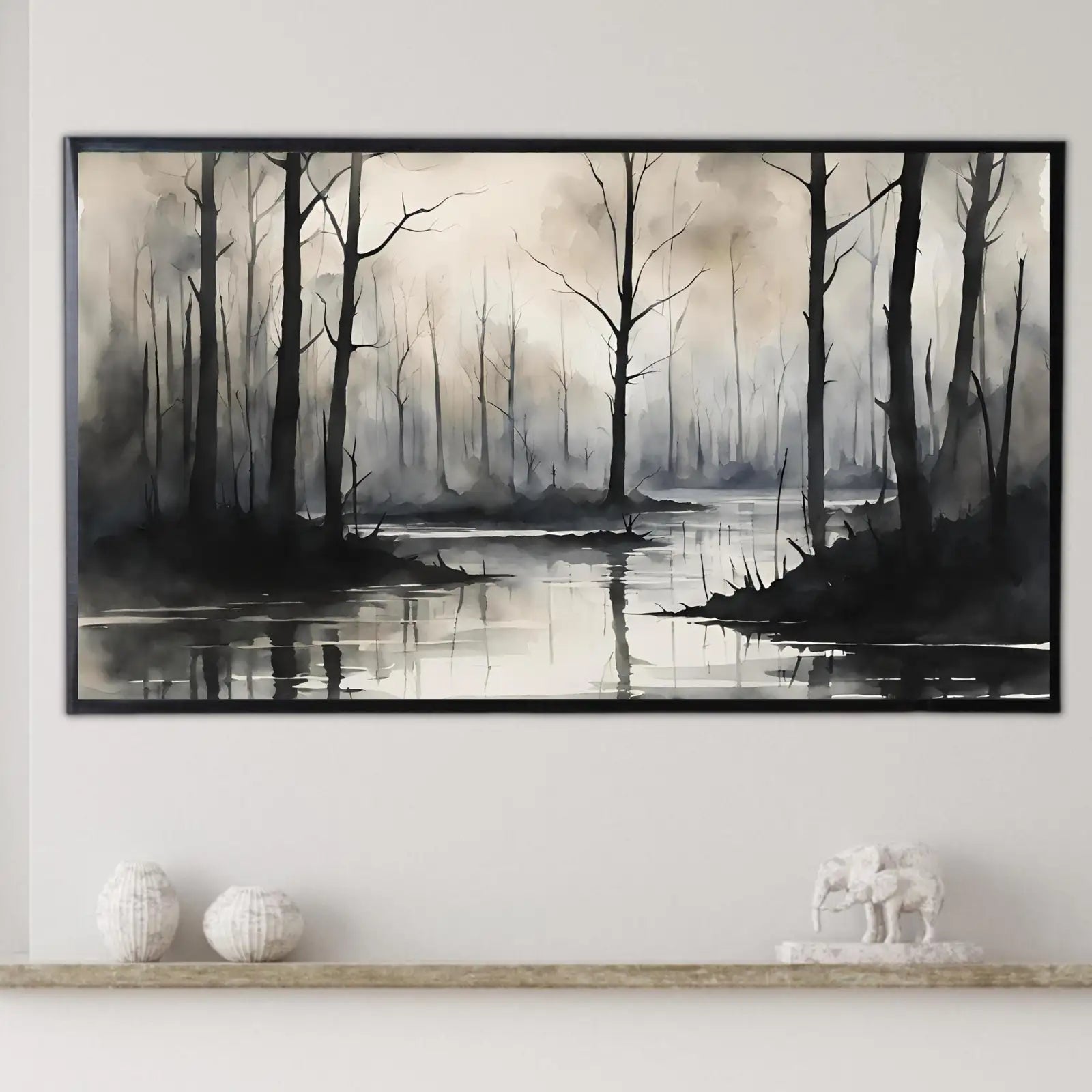 Swamp Landscape Art for Samsung Frame TV | Dark Watercolor Frame TV Art | Unique 4K Wall Art Decor for Frame TVs – Frame TV Digital Download Art