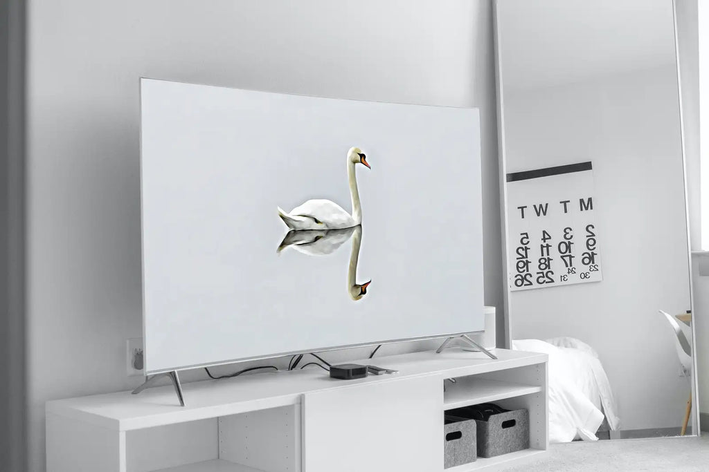 Second included artwork preview from Swan in Clear Waters Frame TV Art, Digital Download, Digital Art for Tv Swan Decor, White Frame TV Art, Swan Painting featuring various scenes.