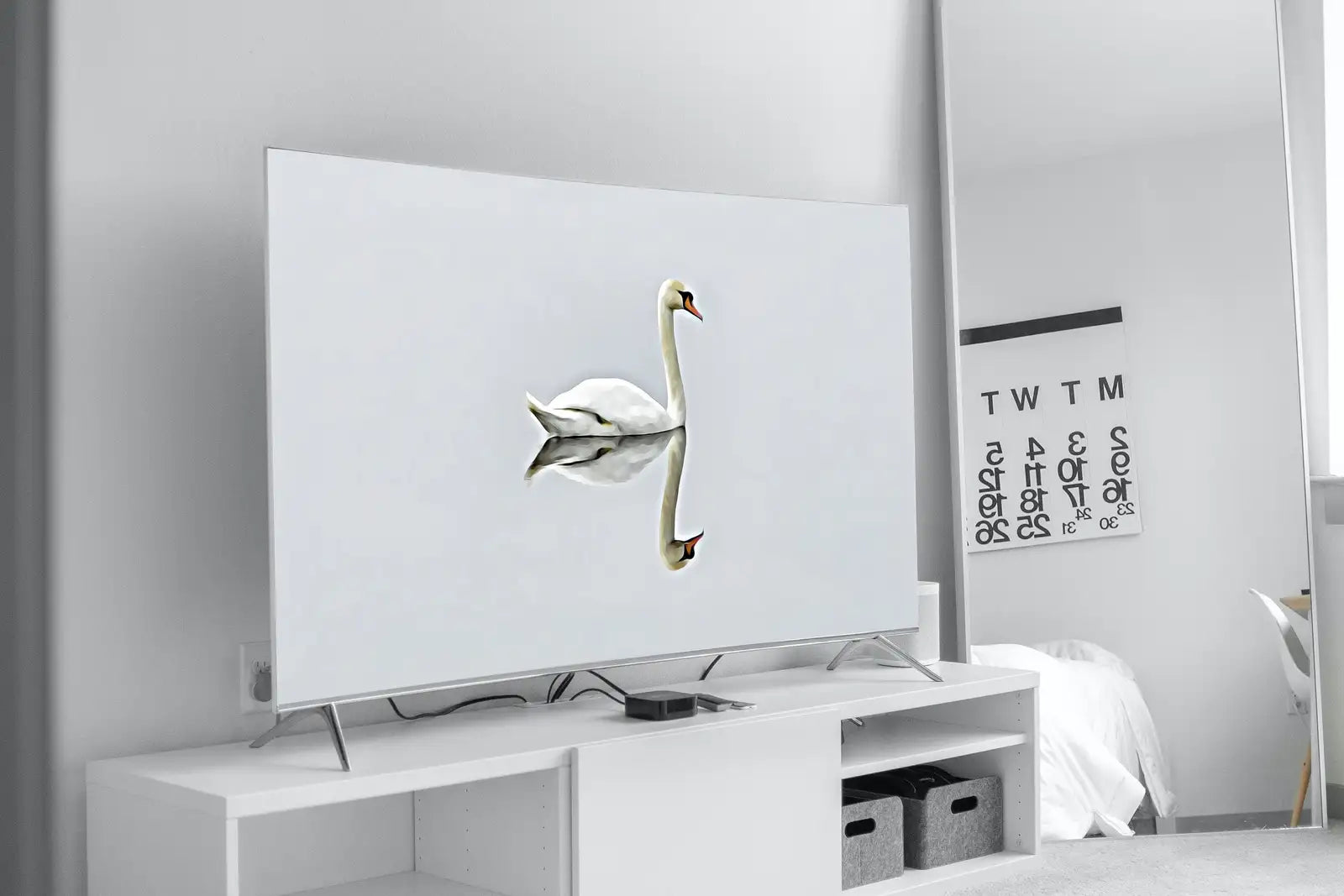 Second included artwork preview from Swan in Clear Waters Frame TV Art, Digital Download, Digital Art for Tv Swan Decor, White Frame TV Art, Swan Painting featuring various scenes.