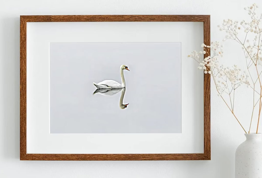 Swan in Clear Waters Landscape Printable Wall Art. Home or Office Decor, Animal Painting Nature Print Digital Art Download, Swan Painting – Printable Wall Art