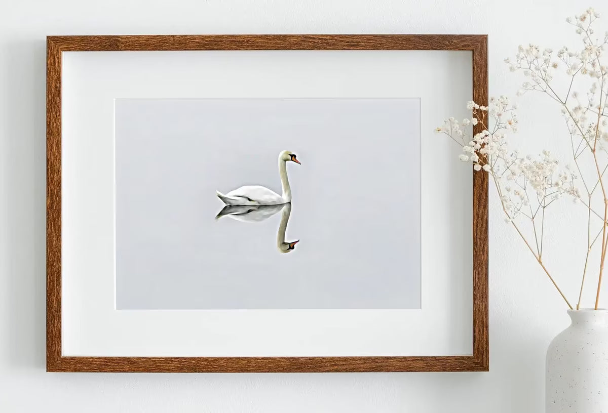 Swan in Clear Waters Landscape Printable Wall Art. Home or Office Decor, Animal Painting Nature Print Digital Art Download, Swan Painting – Printable Wall Art